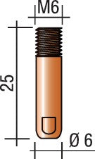Stromdüse Draht-Ø 1,2 mm M 6 L.25 mm E-Cu TRAFIMET – 20 Stück