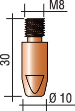 TRAFIMET Stromdüse E-Cu M 8 x 30 mm für ERGOPLUS 400/500, Draht-Ø 1,4 mm
