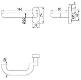 TECWERK Profiltürdrückerlochteil NW-500-1 Edelstahl U-Form 8 mm gekröpft