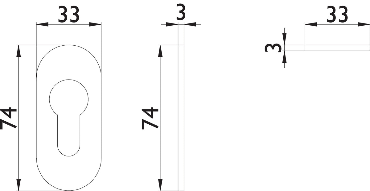 TECWERK Kleberosette VA 60 oval 33x74 mm selbstklebend Edelstahl PZ