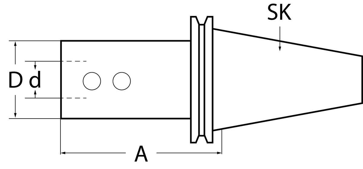 TECWERK Bohrerhalter E1 DIN 69871AD/B SK40 Spann-Ø 25 mm Auskraglänge 70 mm
