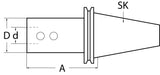 TECWERK Bohrerhalter E1 DIN 69871AD/B SK40 Spann-Ø 25 mm Auskraglänge 70 mm