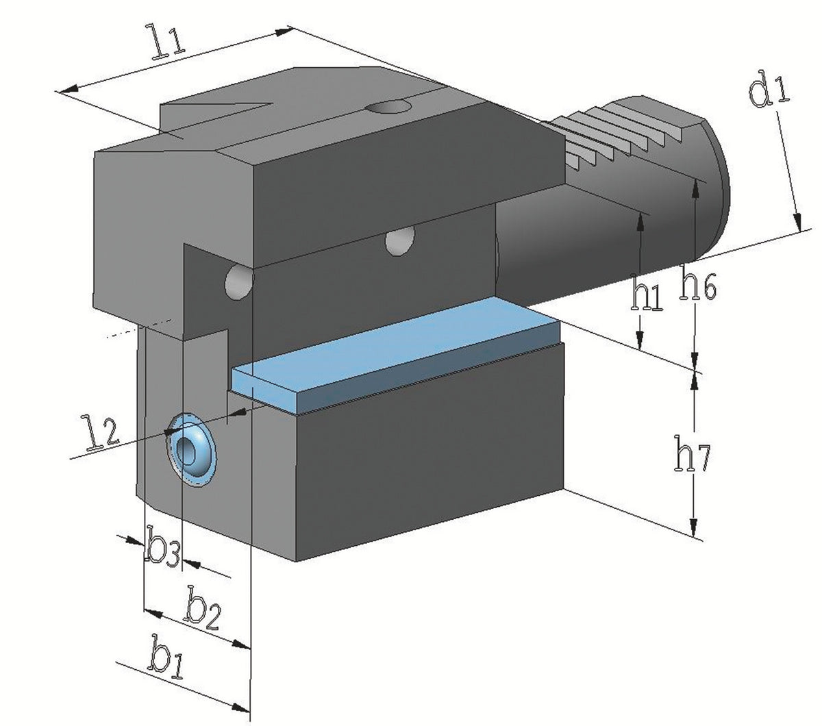 TECWERK Axialwerkzeughalter C3 DIN 69880 VDI30 rechts Überkopf für CNC-Drehmaschinen