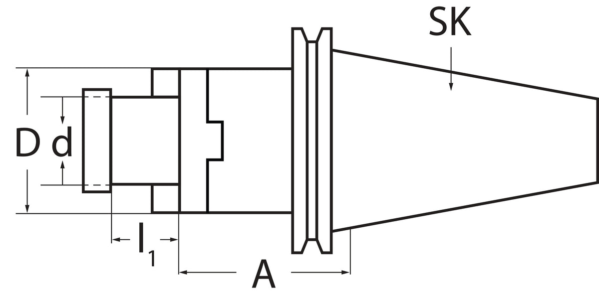 TECWERK Kombiaufsteckfräsdorn DIN 69871AD/B SK40 Spann-Ø 16 mm Auskraglänge 55 mm