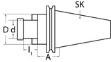TECWERK Quernutaufsteckfräsdorn DIN 69871AD/B SK40 Spann-Ø 16 mm Auskraglänge 35 mm