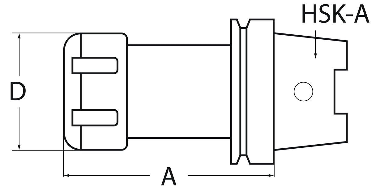 TECWERK Spannzangenfutter ER DIN 69893A HSK-A63 Auskraglänge 100 mm Spannbereich 1-10 mm