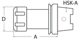 TECWERK Spannzangenfutter ER DIN 69893A HSK-A63 Auskraglänge 100 mm Spannbereich 1-10 mm
