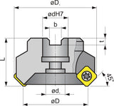TECWERK Planfräser Ø 50 mm vernickelt mit Innenkühlung Z4 für SE1204 AF