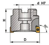 TECWERK Eckfräser 50 mm vernickelt mit Innenkühlung Z.5 APKT-16
