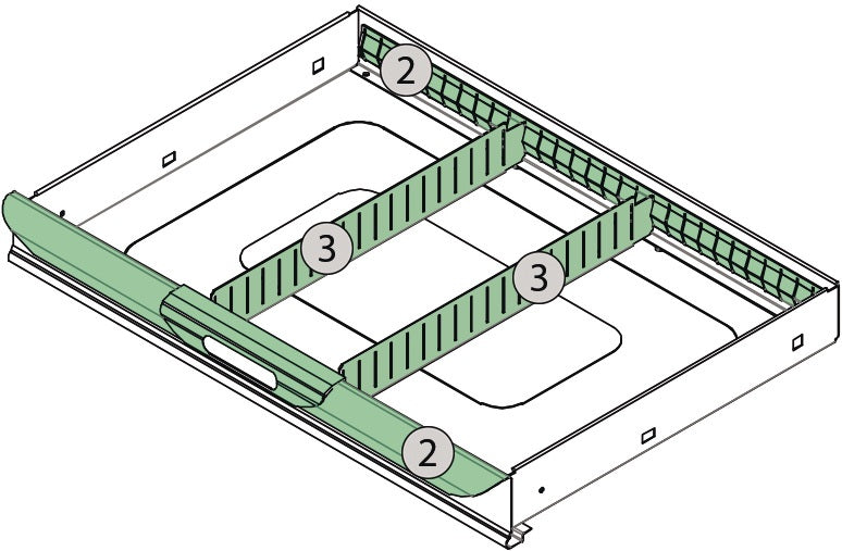 TECWERK Schubladenunterteilungsmaterial 4-teilig – Grundbestückung für Werkzeugwagen