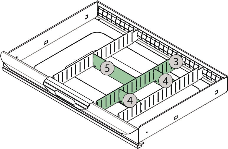 TECWERK Schubladenunterteilungsmaterial 4-tlg. Erweiterungsset 1 für Werkzeugwagen