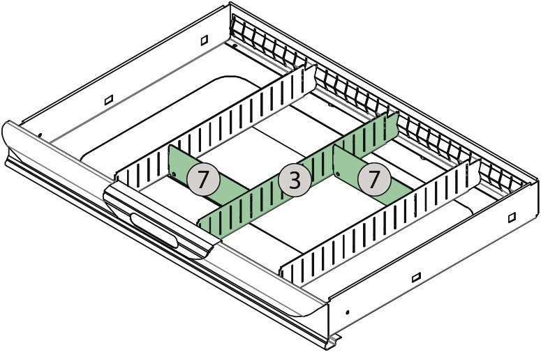 TECWERK Schubladenunterteilungsmaterial 4-tlg. Erweiterungsset 1 für Werkzeugwagen