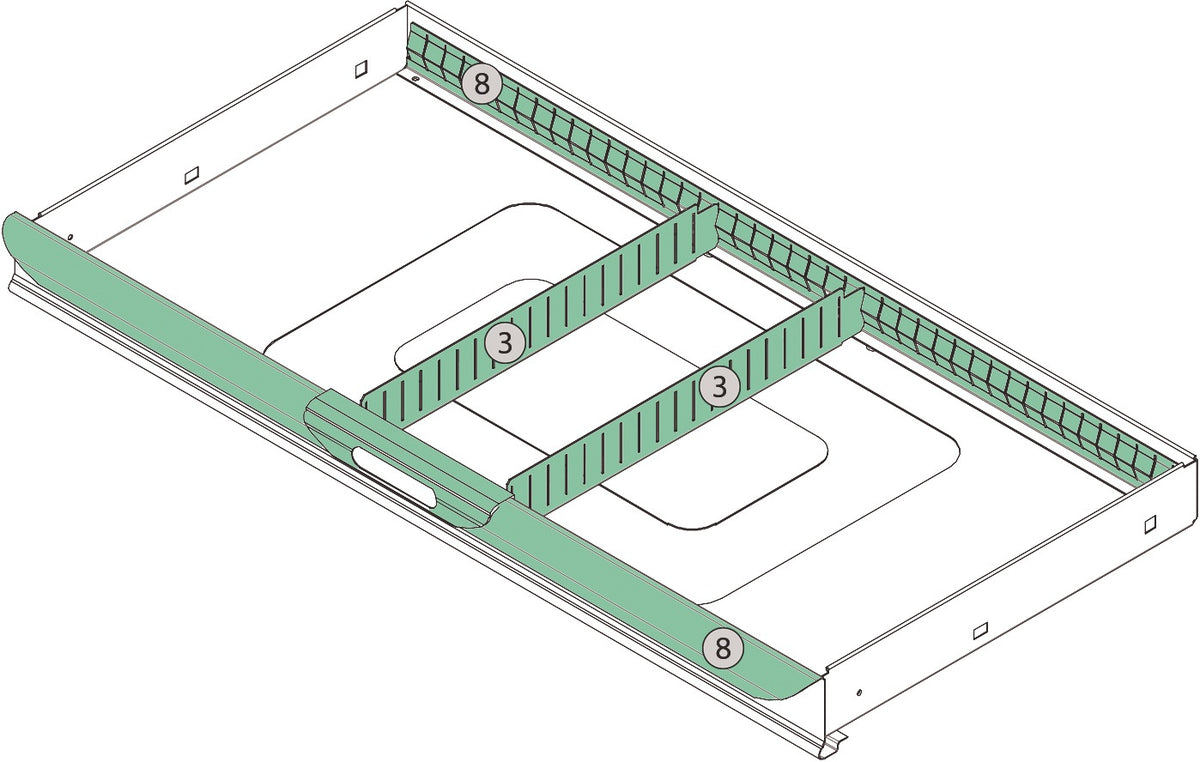 TECWERK Schubladenunterteilungsmaterial 4-teilig für Schubladenschrank 2000 871 505