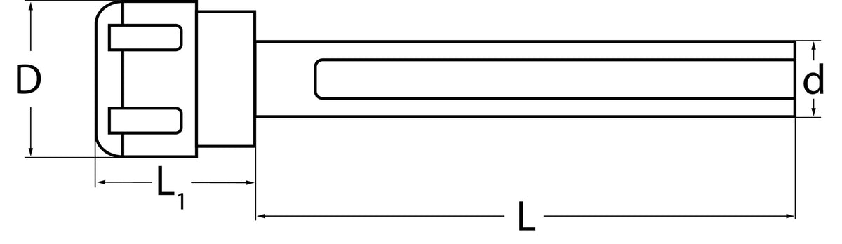 TECWERK Spannzangenfutter ER mit Zylinderschaft Ø 16 mm, Spannbereich 1–7 mm, Schaftlänge 150 mm