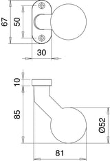 EDI Profiltürknopf 1331/4020 aus Aluminium F1, fest, oval – für Rahmentüren, Zäune und Tore