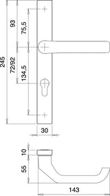 EDI Profiltürgarnitur 2312/9203 Aluminium F1 PZ für Türstärke 68-77 mm – Wechselgarnitur