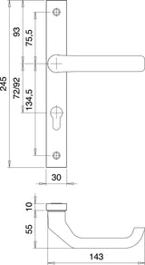 EDI Profiltürgarnitur 2312/9203 Aluminium F1 PZ für Türstärke 68-77 mm – Wechselgarnitur