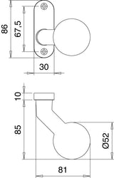 EDI Profiltürknopf 1330/4020 Aluminium F1 fest – Kugel-Knopf mit ovaler Massivrosette