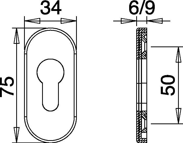 EDI Feuerschutzcliprosette 0813/6 Aluminium F1 Ovalrosette für Profiltüren