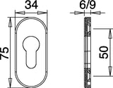 EDI Feuerschutzcliprosette 0813/6 Aluminium F1 Ovalrosette für Profiltüren