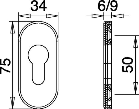 EDI Feuerschutzcliprosette 0813/6 Aluminium F1 Ovalrosette für Profiltüren