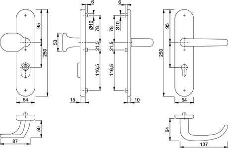 HOPPE Schutzgarnitur San Francisco 86G/3332ZA/3310/1301 Alu F1 für Abschlusstüren