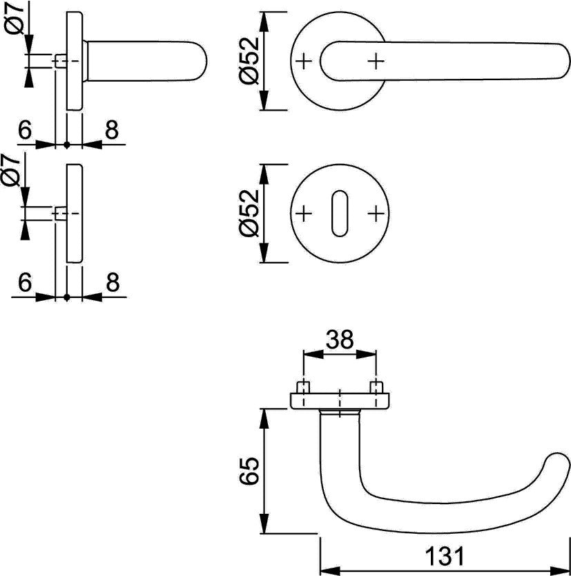 HOPPE Rosettengarnitur San Francisco E1301Z/42KV/42KVS Edelstahl F69 U-Form DIN L/R