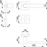 HOPPE Rosettengarnitur Dublin 1124/843KV Aluminium F1 eckig DIN L/R für Innentüren