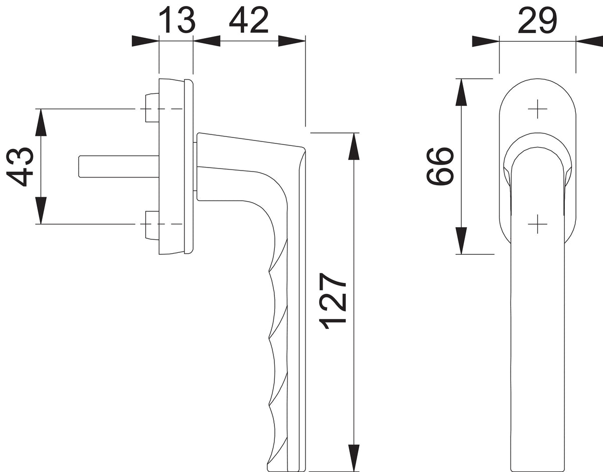HOPPE Fenstergriff Hamburg 0700L/U26 – Aluminium silberfarben, VarioFit, 32-42 mm
