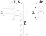 HOPPE Fenstergriff Hamburg 0700L/U26 – Aluminium silberfarben, VarioFit, 32-42 mm