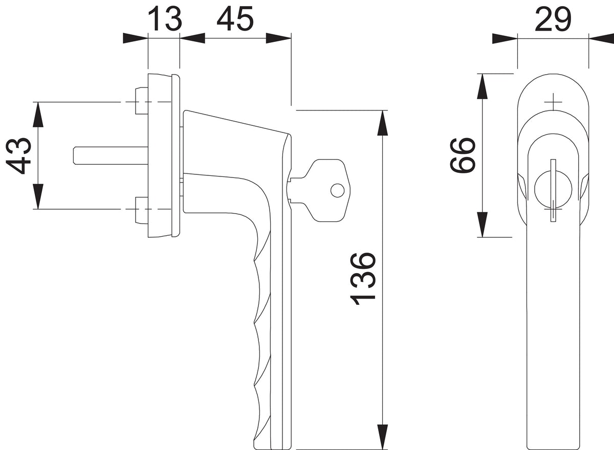 HOPPE Fenstergriff Hamburg 0700LS/U26 abschließbar Alu silberfarben Secu100 VarioFit