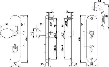 HOPPE Schutzgarnitur Tôkyô 76G/3332ZA/3410/1710 Aluminium F1 für Abschlusstüren