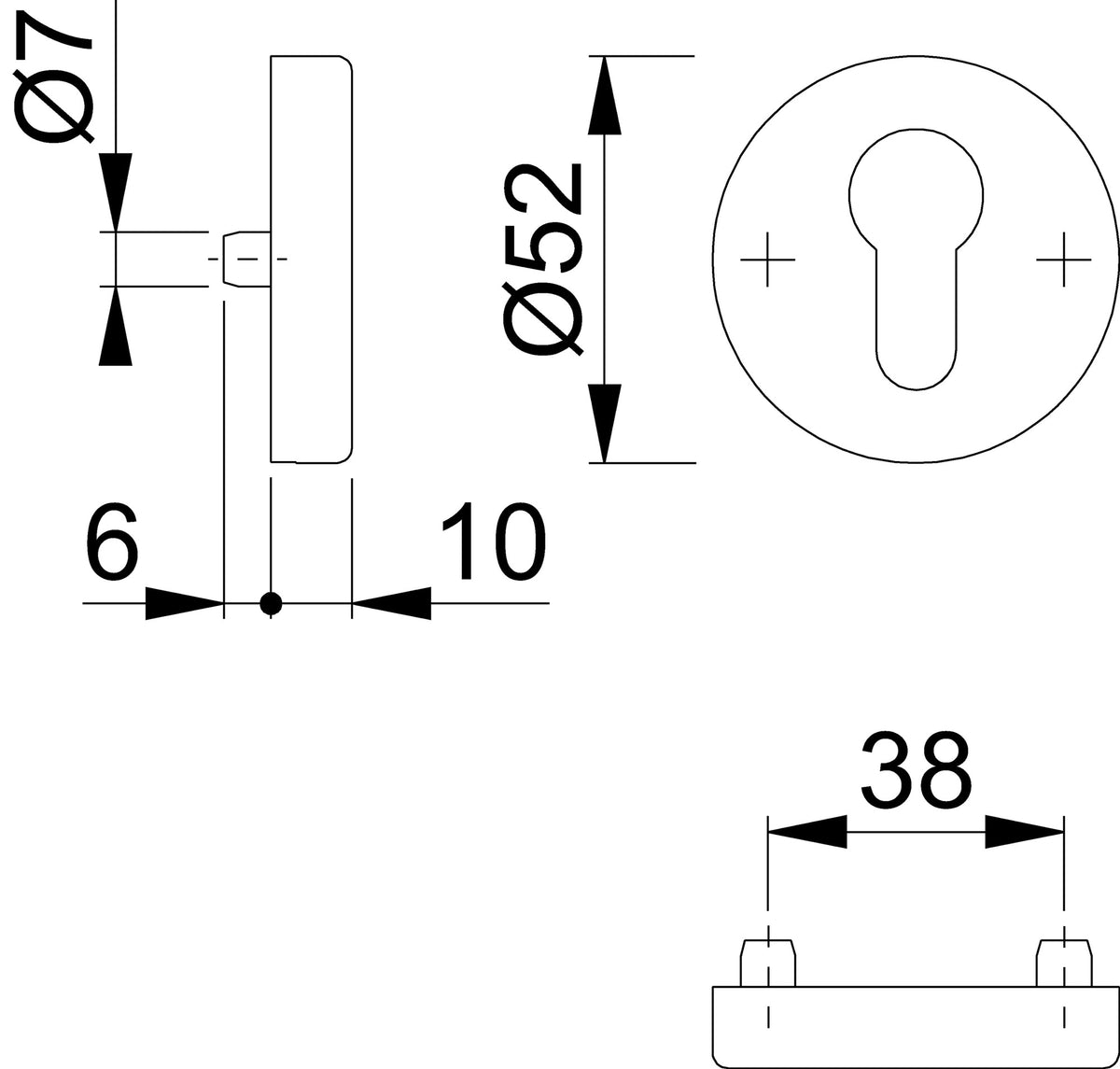 HOPPE Schlüsselrosette 42HS Aluminium F1 Schildstärke 10 mm PZ rund – Schutzrosette für Außentüren