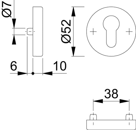 HOPPE Schlüsselrosette 42HS Aluminium F1 Schildstärke 10 mm PZ rund – Schutzrosette für Außentüren