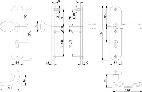 HOPPE Schutzgarnitur NY 76G/3331/3410/1810H Alu.F1 92mm 66-76mm Wechselgarnitur