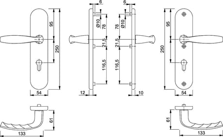 HOPPE Schutzgarnitur NY 76G/3331/3410/1810H Alu.F1 92mm 66-76mm Wechselgarnitur