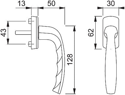 HOPPE Fenstergriff New York 0810/U10 Aluminium verkehrsweiß F9016, 35 mm Stiftvorstand