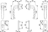 HOPPE Balkongarnitur New York 0810/961N Aluminium F1 für Türstärke 63-73 mm
