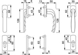 HOPPE Balkongarnitur New York 099KH/961N/U10 Aluminium F1 für Türstärke 63-73 mm