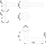 HOPPE Rosettengarnitur Bonn 150/42KV/42KVS Aluminium F1 OB – Objekt-Türgriffgarnitur mit Schnellstift