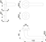 HOPPE Rosettengarnitur Bonn 150/42KV/42KVS Aluminium F1 OB – Objekt-Türgriffgarnitur mit Schnellstift