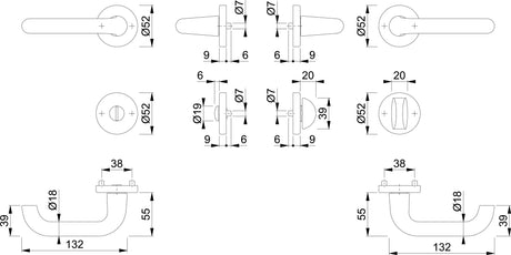 HOPPE Rosettengarnitur Paris 138L Aluminium U-Form DIN links/rechts