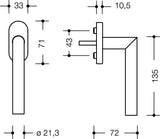 HEWI Fenstergriff 162XAFG.2 30mm – Edelstahl matt, abschließbar, für Kippen vor Drehen