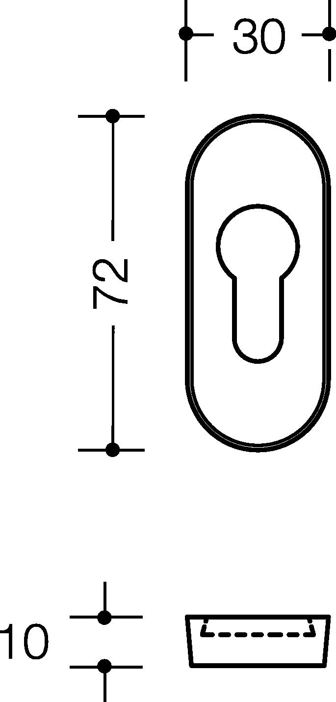 HEWI Schutzrosettenpaar 316XAES Edelstahl oval 10 mm für Profiltüren DIN 18273