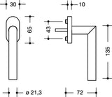 HEWI Fenstergriff abschließbar 162PCFGA.2 – reinweiß, 30 mm, mit 90°-Rastung