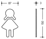 HEWI Symbol Frau 801.91.020 – Selbstklebendes Polyamid-Symbol in Rubinrot, 150 x 87 x 3 mm