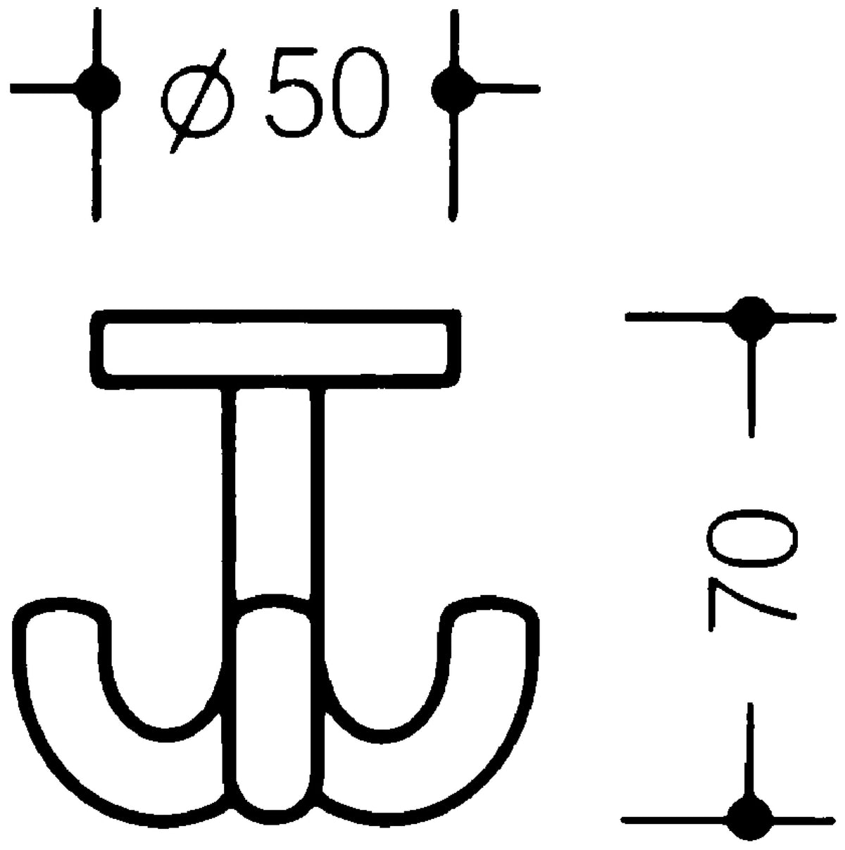 HEWI Dreifachhaken 477.90.050 – Drehbarer Mantelhaken, Polyamid, Stahlblau, Ø 50 mm