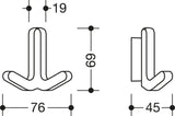 HEWI Doppelhaken Serie 477 – Elastischer Mantelhaken in Senfgelb, H 69 mm