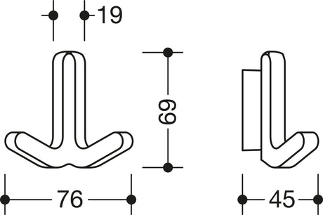 HEWI Doppelhaken Serie 477 in Rubinrot – Elastischer Mantelhaken mit matter Oberfläche, H 69 mm