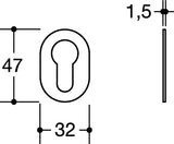 HEWI Schlüsselrosetten-Paar 306XAM aus Edelstahl matt, oval, selbstklebend, PZ